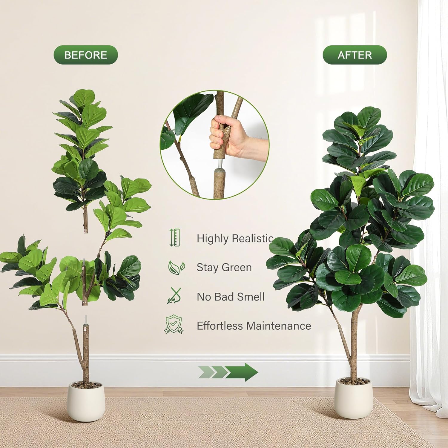 4-7 FT Fiddle Leaf Fig Tree Ar - Ficus Lyrata Tree 리뷰 및 가격